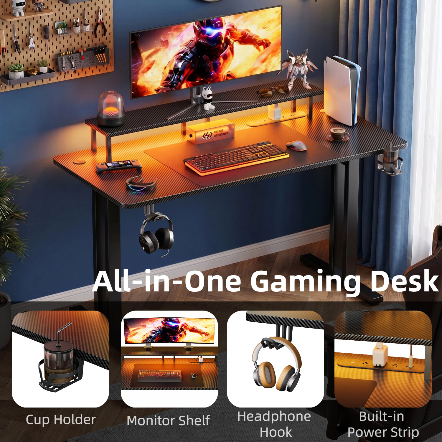 Gaming Desk with LED Lights &  - Home Office Headset incelemesi ve fiyatı