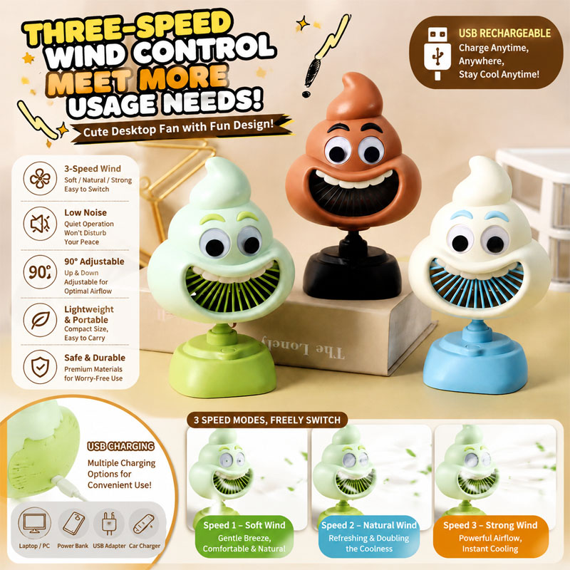 Funny Poop Emoji Mini Desktop  - Usb Desk Fan incelemesi ve fiyatı