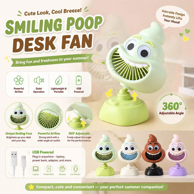 Funny Poop Emoji Mini Desktop  - Usb Desk Fan incelemesi ve fiyatı