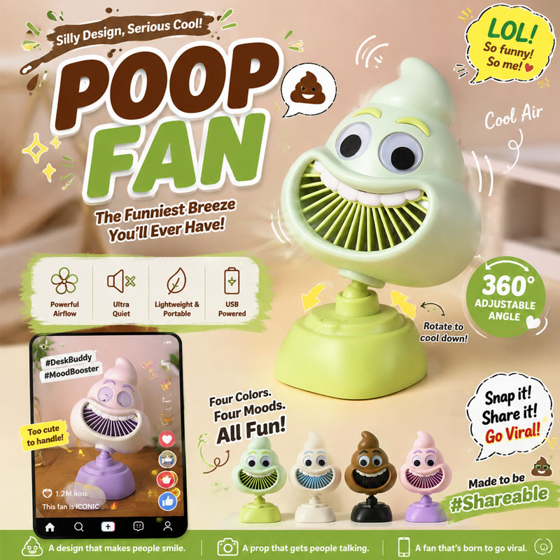 Funny Poop Emoji Mini Desktop  - Usb Desk Fan incelemesi ve fiyatı