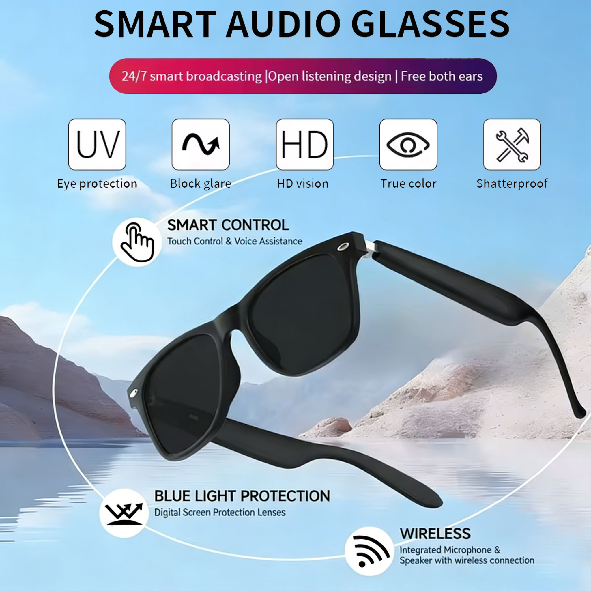 New Smart Glasses Bluetooth Ca - Home Office Headset incelemesi ve fiyatı